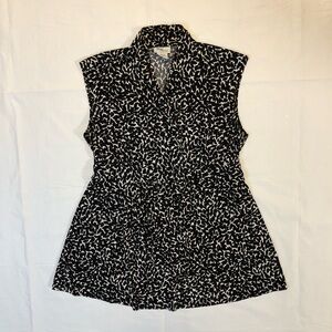 Mimi Maternity Sleeveless Pullover Stretch Black & White Blouse Top size M